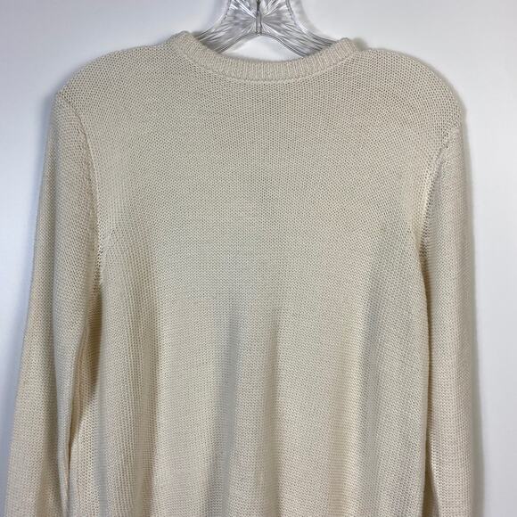 Zara Knit Cable Sweater Keyhole Back Ecru Size M - Picture 4 of 10